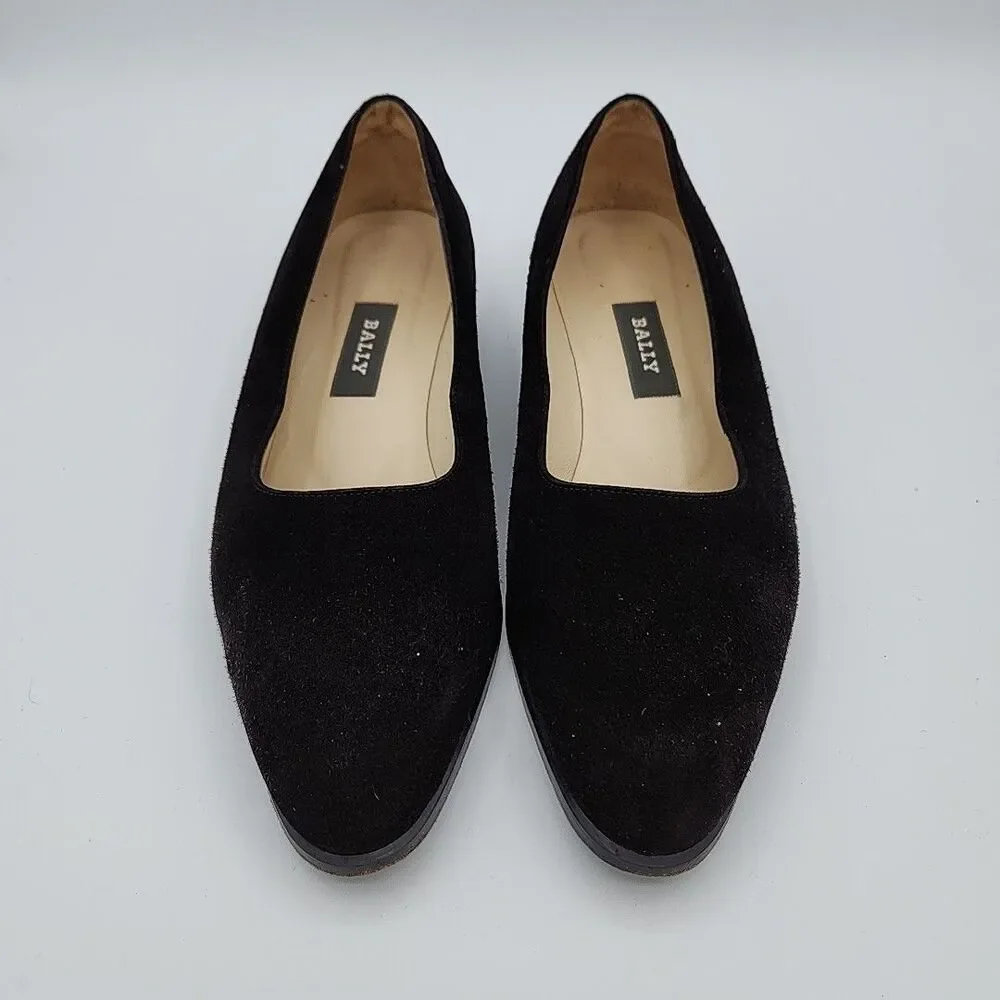 BALLY Black VINTAGE Block Heel Loafers Slip on Dress Shoes Women's 5.5 E